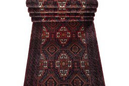 Full view of 2000s Baloch rug from Iran / Persia, 371 × 64 cm in Blue tones