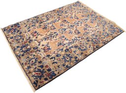 Corner detail of 1980s Baloch rug showing border pattern and Wool pile