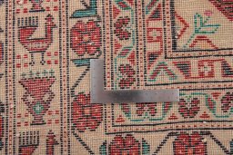 Close-up detail of 1990s Baloch rug from Iran / Persia showing Wool weave