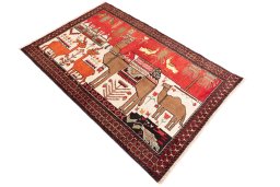 Close-up detail of 1970s Baloch rug from Iran / Persia showing Wool weave