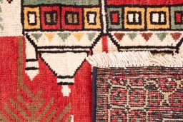 Close-up detail of 1970s Baloch rug from Iran / Persia showing Wool weave