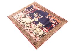 Close-up detail of 1998s Baloch rug from Iran / Persia showing Wool weave