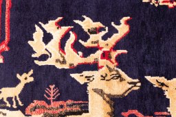 Full view of 1998s Baloch rug from Iran / Persia, 143 × 105 cm in Dark blue tones