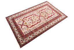 Corner detail of 1998s Baloch rug showing border pattern and Wool pile