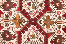 Full view of 1998s Baloch rug from Iran / Persia, 195 × 120 cm in Cream tones