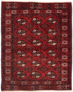 Full view of New Baloch rug from Iran / Persia, 140 × 115 cm in Red tones