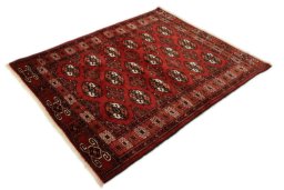 Close-up detail of New Baloch rug from Iran / Persia showing Wool weave