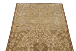 Surface texture of 1900s Bibikabad rug with natural Wool and intricate pattern