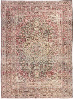 Full view of 1950s Dorokhsh rug from Iran / Persia, 366 × 267 cm in Black tones