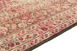Close-up detail of 1950s Dorokhsh rug from Iran / Persia showing Wool weave