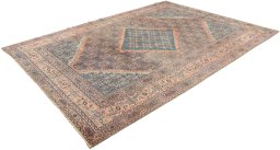 Close-up detail of 1900s Dorokhsh rug from Iran / Persia showing Wool weave
