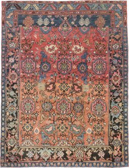 Full view of 1880s Gharajeh rug from Iran / Persia, 203 × 150 cm in Red tones