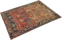 Corner detail of 1880s Gharajeh rug showing border pattern and Wool pile