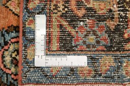 Close-up detail of 1880s Gharajeh rug from Iran / Persia showing Wool weave
