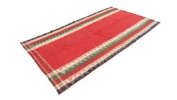 Corner detail of New Ghashghai rug showing border pattern and Wool pile