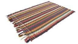 Corner detail of 1940s Ghashghai rug showing border pattern and Wool pile