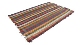 Close-up detail of 1940s Ghashghai rug from Iran / Persia showing Wool weave