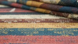 Close-up detail of 1940s Ghashghai rug from Iran / Persia showing Wool weave