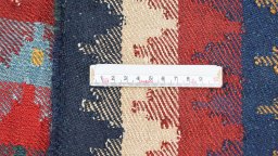 Close-up detail of 1920s Ghashghai rug from Iran / Persia showing Wool weave