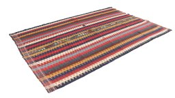 Close-up detail of 1920s Ghashghai rug from Iran / Persia showing Wool weave