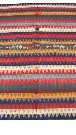 Close-up detail of 1920s Ghashghai rug from Iran / Persia showing Wool weave