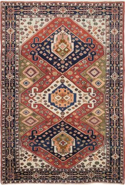 Full view of New Ghashghai rug from Iran / Persia, 178 × 117 cm in Red tones
