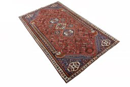 Close-up detail of 2000s Ghashghai rug from Iran / Persia showing Wool weave
