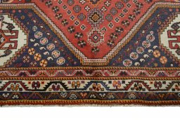 Close-up detail of 2000s Ghashghai rug from Iran / Persia showing Wool weave