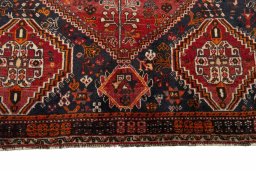 Close-up detail of 2000s Ghashghai rug from Iran / Persia showing Wool weave