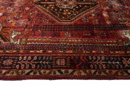 Full view of 2000s Ghashghai rug from Iran / Persia, 245 × 155 cm in Red tones