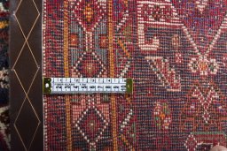 Close-up detail of 2000s Ghashghai rug from Iran / Persia showing Wool weave