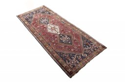 Close-up detail of 2000s Ghashghai rug from Iran / Persia showing Wool weave