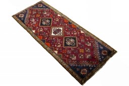 Close-up detail of 2000s Ghashghai rug from Iran / Persia showing Wool weave