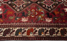 Close-up detail of 2000s Ghashghai rug from Iran / Persia showing Wool weave