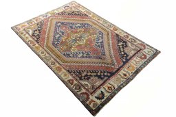 Close-up detail of 2000s Ghashghai rug from Iran / Persia showing Wool weave