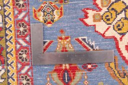Corner detail of 1984s Ghashghai rug showing border pattern and Wool pile