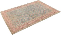 Corner detail of 1920s Hamedan rug showing border pattern and Wool pile