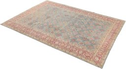 Close-up detail of 1920s Hamedan rug from Iran / Persia showing Wool weave