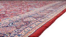 Close-up detail of 1910s Hamedan rug from Iran / Persia showing Wool weave