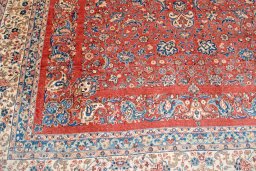Backside of handmade 2000s Hamedan rug showing knot structure and weave density