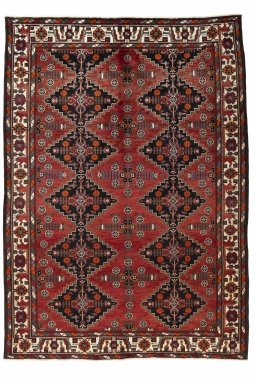 Full view of 2000s Hamedan rug from Iran / Persia, 295 × 211 cm in Red tones