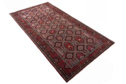 Close-up detail of 2000s Hamedan rug from Iran / Persia showing Wool weave