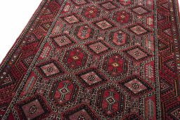 Backside of handmade 2000s Hamedan rug showing knot structure and weave density