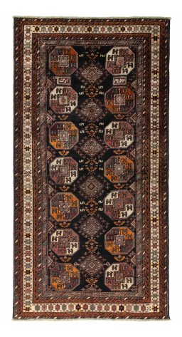 Full view of 2000s Hamedan rug from Iran / Persia, 290 × 150 cm in Gray tones