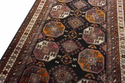 Backside of handmade 2000s Hamedan rug showing knot structure and weave density