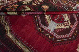 Close-up detail of 2000s Hamedan rug from Iran / Persia showing Wool weave