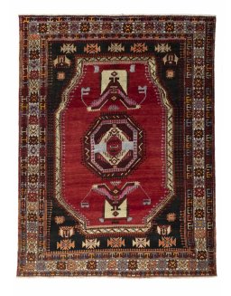 Full view of 2000s Hamedan rug from Iran / Persia, 282 × 210 cm in Red tones