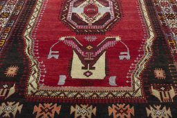 Close-up detail of 2000s Hamedan rug from Iran / Persia showing Wool weave