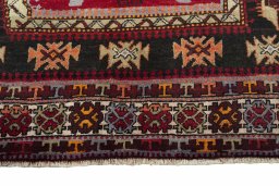 Full view of 2000s Hamedan rug from Iran / Persia, 282 × 210 cm in Red tones