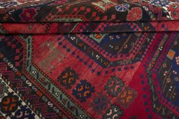 Close-up detail of 2000s Hamedan rug from Iran / Persia showing Wool weave